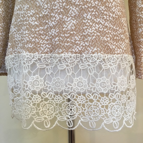 Loose Knit Lace Trim Marled Sweater - Picture 4 of 5